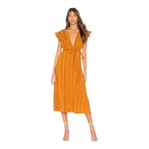 Revolve - Line & Dot - Brynn Deep Plunge Midi Dress - Small - SEE NOTES